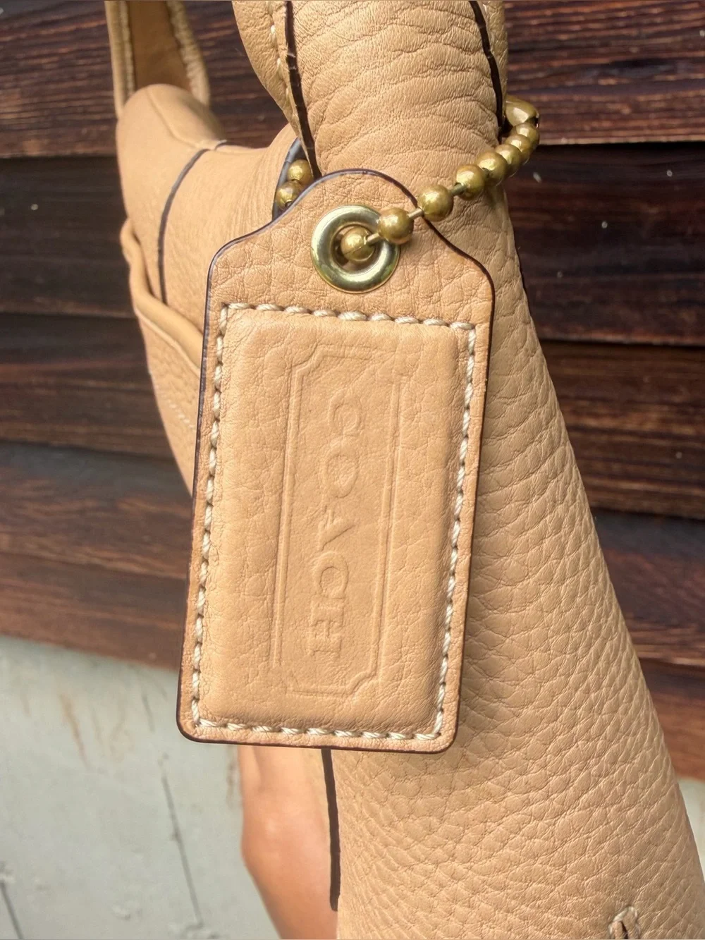 COACH Ergo Flap #11614 Tan Pebbled Leather Turnlock VTG Y2K Shoulder Bag *READ*